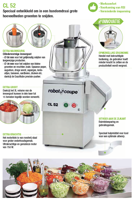 Robot Coupe Groentesnijder CL52 400V, Snelheid 375 tpm